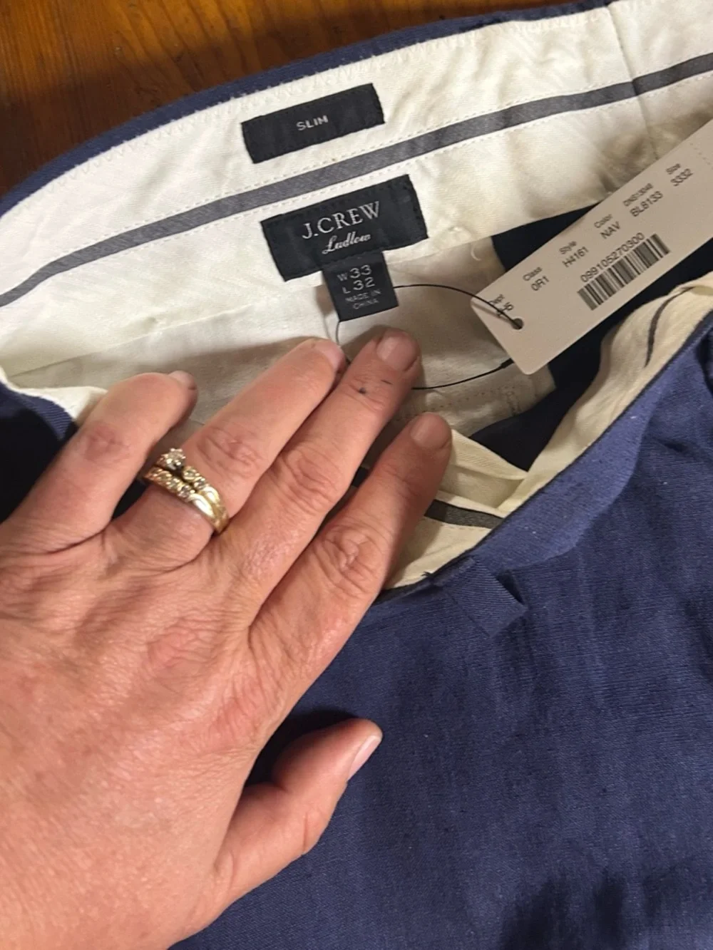 J. Crew Men's Navy Blue Dress Pants - slim Fit 33x32